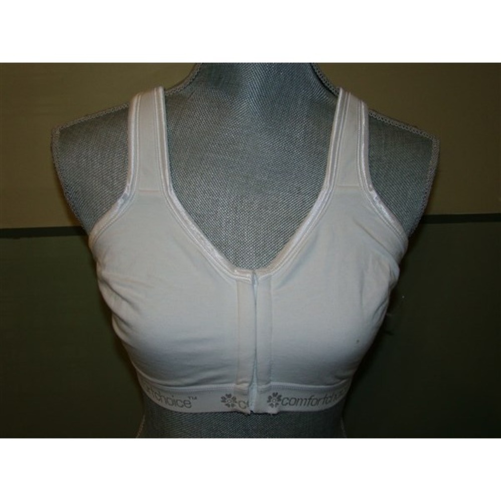 NWOTD Comfort Choice 42D Wire Free Cotton Logo Leisure White Bra 123802